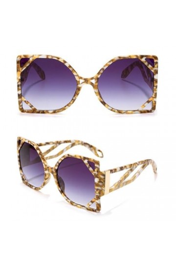 MUTYNE Lunettes de Soleil Carrées Oversize pour Femmes Luxe Oeil de Chat Dégradé Jambe Large Uv400 Lunettes de Soleil Hommes 