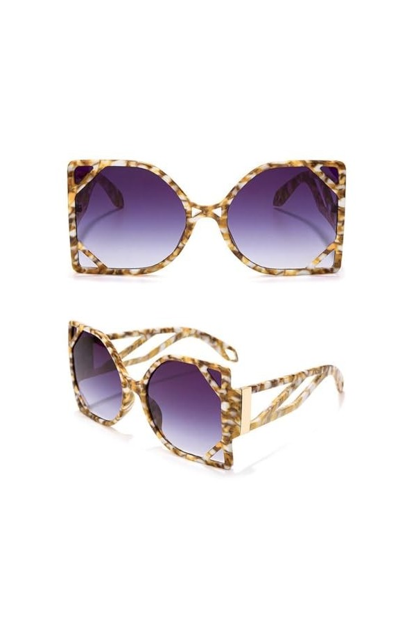 MUTYNE Lunettes de Soleil Carrées Oversize pour Femmes Luxe Oeil de Chat Dégradé Jambe Large Uv400 Lunettes de Soleil Hommes 