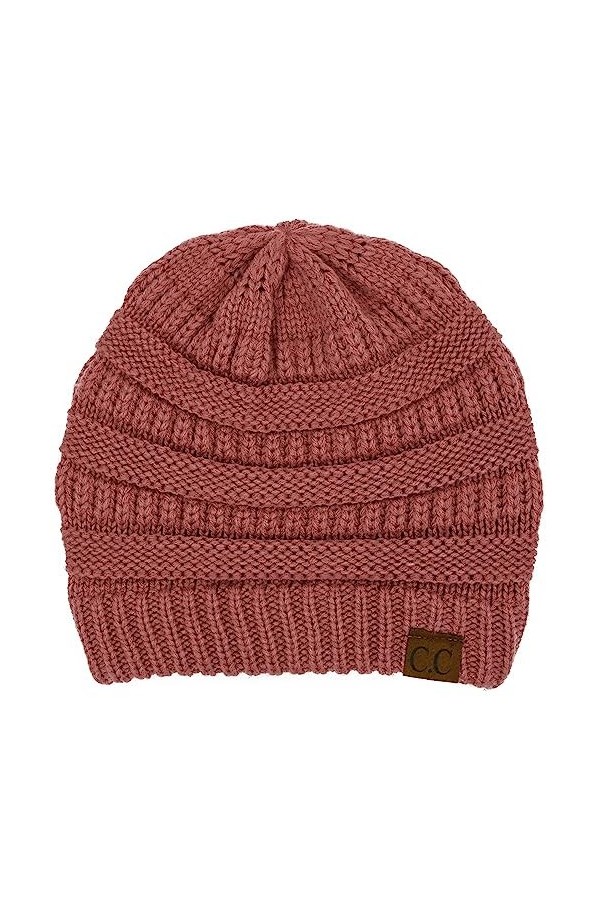 C.C Bonnet tendance en tricot torsadé épais et doux - rose - Taille unique