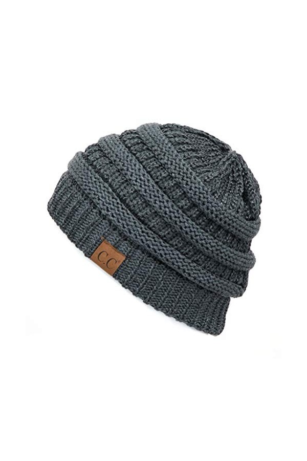 C.C Bonnet en maille torsadée épais, doux et chaud - Vert - Taille unique