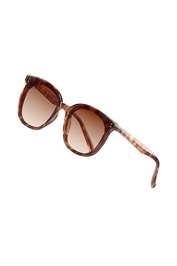 ATTCL Ronde Grande Lunettes de soleil Mode avec UV400 Protection TR90 Cadre JD222 Black+blue