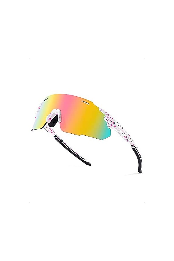 Myiaur Lunettes de soleil pour femmes pour le sport, Monture colorée/verres arc-en-ciel