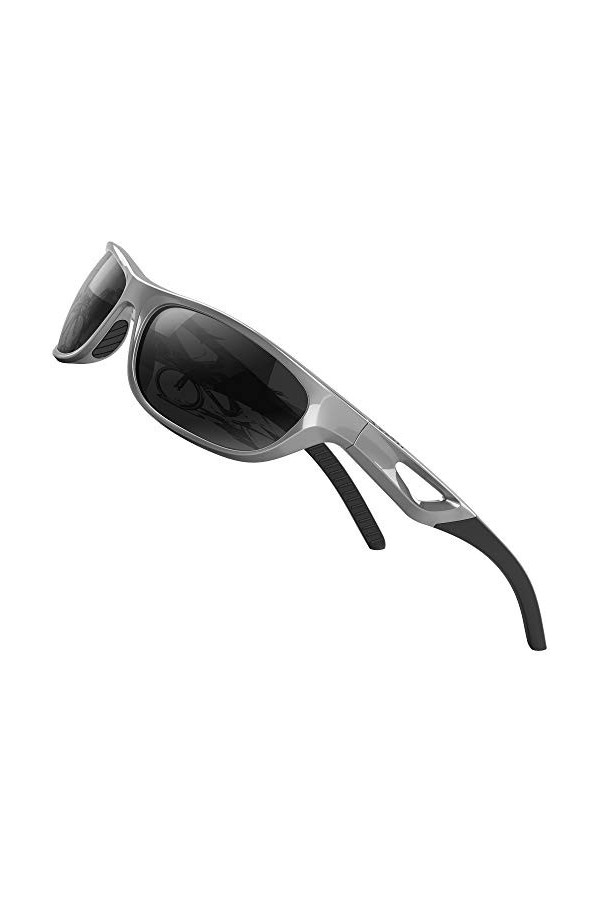 ATTCL Hommes Sports Lunettes de soleil Polarisé Cyclisme Conduite Golf Ultra léger 306 Gray