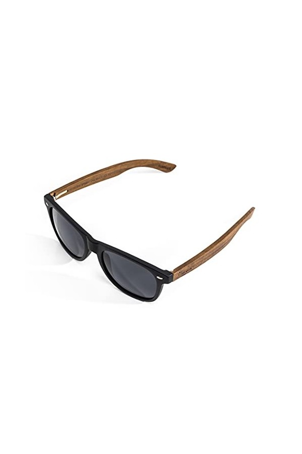 SUNNYNINI Lunettes de soleil en bois de noyer pour homme et femme avec verres polarisés., Bleu bleu glacier ,