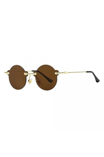 Lunettes de Soleil Rondes sans Monture Femmes Mode Punk Coloré Lunettes de Soleil Claires pour Femme Vintage Voyageant Hommes