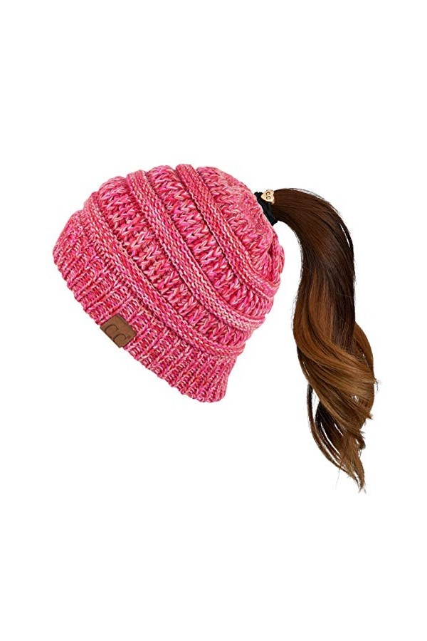 C.C MB-20A Bonnet dhiver en tricot torsadé pour femme - Beige - Taille unique