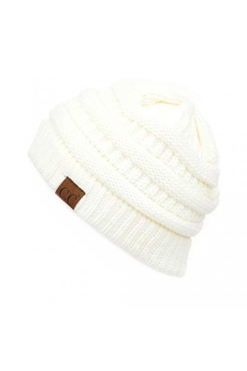 C.C Bonnet exclusif en tricot torsadé – Bonnet épais, doux et chaud HAT-20A HAT-30 HAT-730 , ivoire, Taille unique