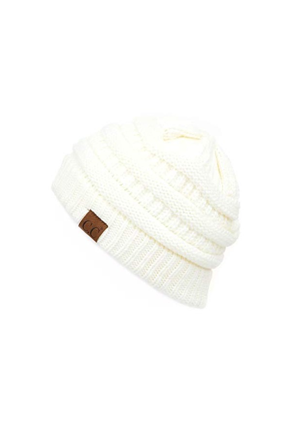 C.C Bonnet exclusif en tricot torsadé – Bonnet épais, doux et chaud HAT-20A HAT-30 HAT-730 , ivoire, Taille unique