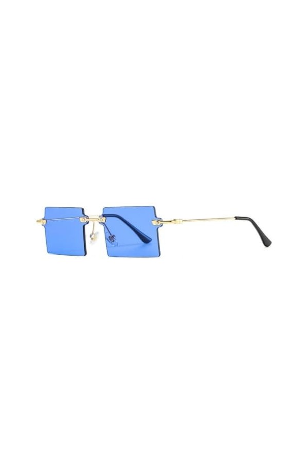 MUTYNE Lunettes de Soleil Tendance Petit Rectangle sans Monture Femmes Hommes Carré Mode Lunettes de Soleil en Métal Femme Ré