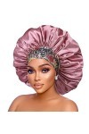 Bonnet en satin de soie : 2 bonnets de 43,2 cm de diamètre extra larges en satin avec bande de fleur confortable – Bonnets en