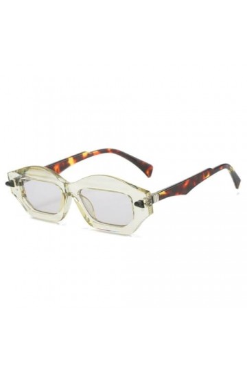 MUTYNE Lunettes de Soleil Angulaires Roses à Monture Mince Hommes Femmes Vintage Irrégulier Rétro Mode Double Couleur Lunette