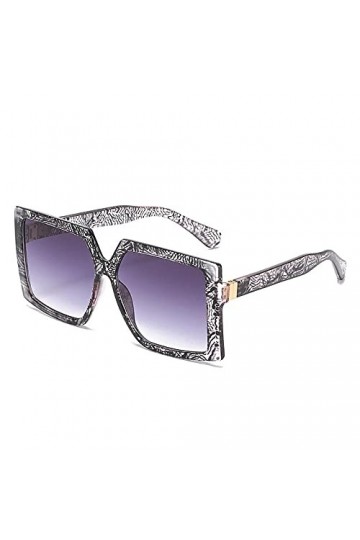 DLSM Lunettes de soleil Square surdimensionnées de la mode Femme Léopard Lunettes de soleil à dégradé UV400 Métal Tarches rét