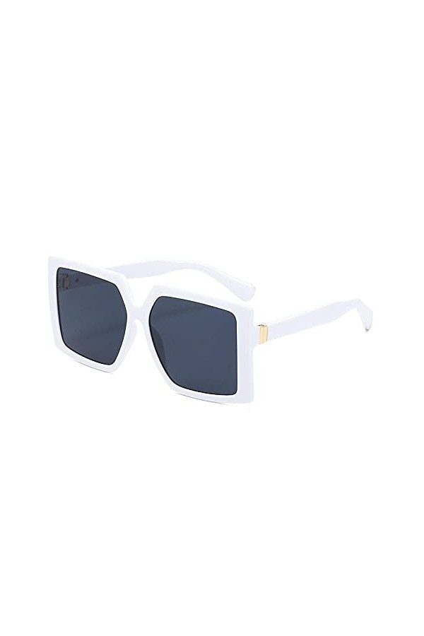 DLSM Lunettes de soleil Square surdimensionnées de la mode Femme Léopard Lunettes de soleil à dégradé UV400 Métal Tarches rét