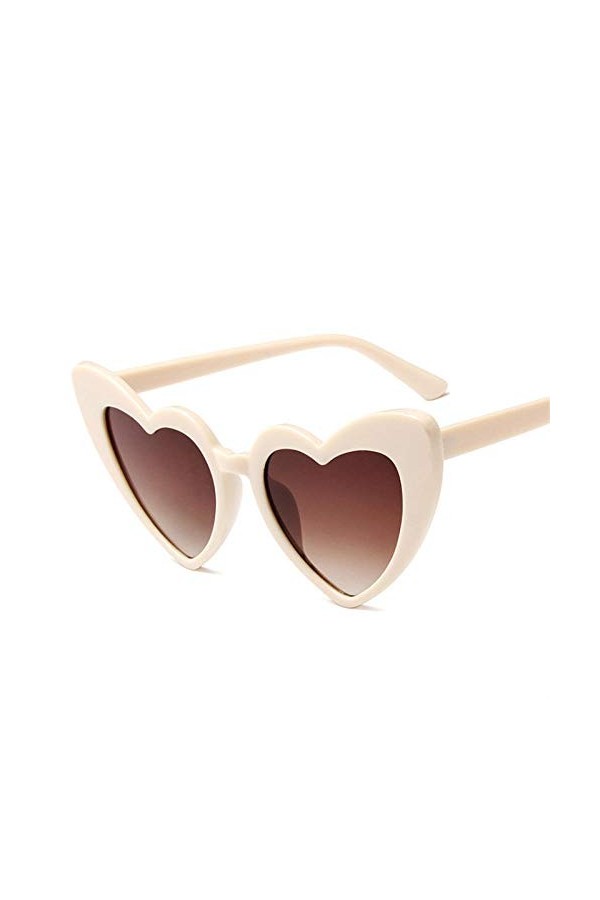 DLSM Lunettes de soleil coeur de mode de mode femme vintage grand cadre personnalité lunettes de soleil femme féminin mignon 