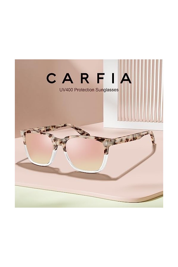 Carfia Vintage Lunettes de Soleil Femme Polarisées Cat.3 Protection UV400 Anti Fatigue Oculaire Voyage Conduite Plage