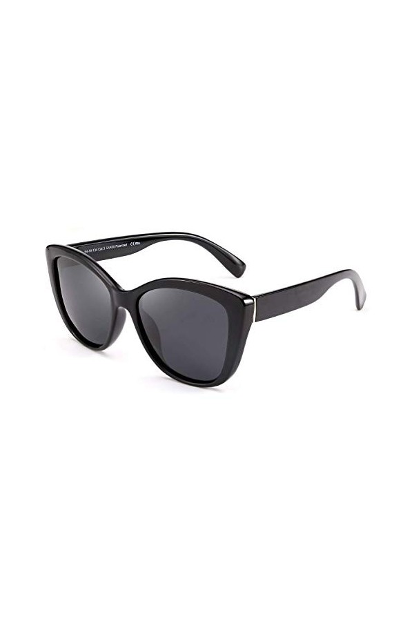 FEISEDY Lunette de Soleil Polarisée pour Femme et Homme UV400 Protection Monture de Grand Oeil de Chat Classique Lunette de S