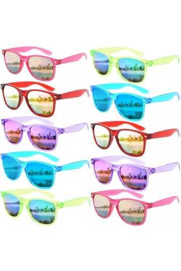 FSMILING Lot de 10 paires de lunettes de soleil multicolores - Pour femme et homme - Avec miroir transparent