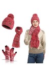 Ensemble Bonnet Echarpe Gant Femme 3 en 1 TricotéS Gants Ski Femme Hiver Chaud