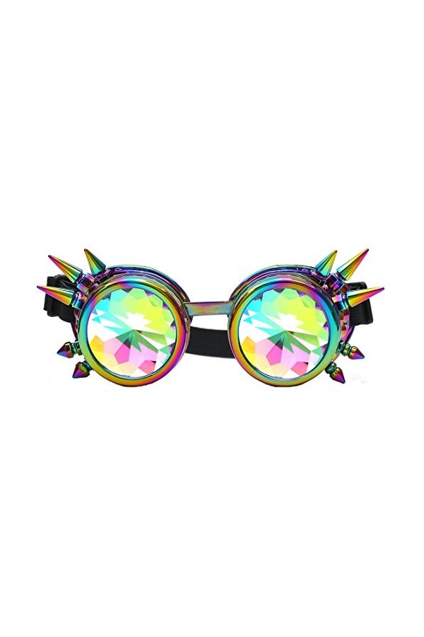 ZAIQUN Rivet Steampunk Lunettes de soleil avec verres effet miroir vintage gothique