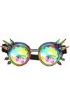 ZAIQUN Rivet Steampunk Lunettes de soleil avec verres effet miroir vintage gothique