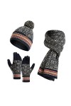 Ensemble Bonnet Echarpe Gant Femme 3 en 1 TricotéS Gants Ski Femme Hiver Chaud Doublé en Polaire