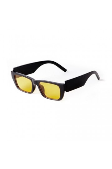 HPIRME Lunettes de soleil rectangulaires à verres jaunes rétro pour femmes et hommes, lunettes de soleil carrées à branches l
