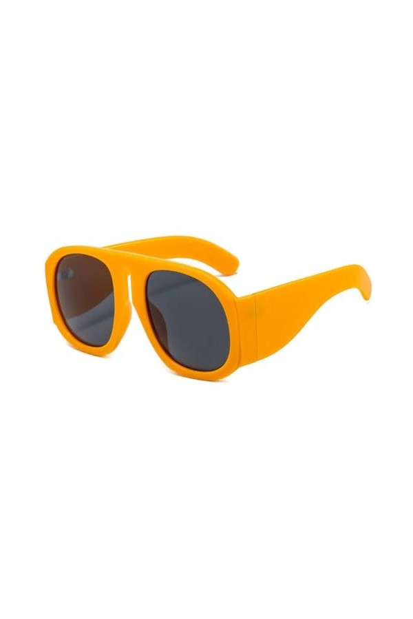 MUTYNE Lunettes de soleil rondes surdimensionnées pour femmes, tendance, verres dégradés UV400, thé jaune, taille unique