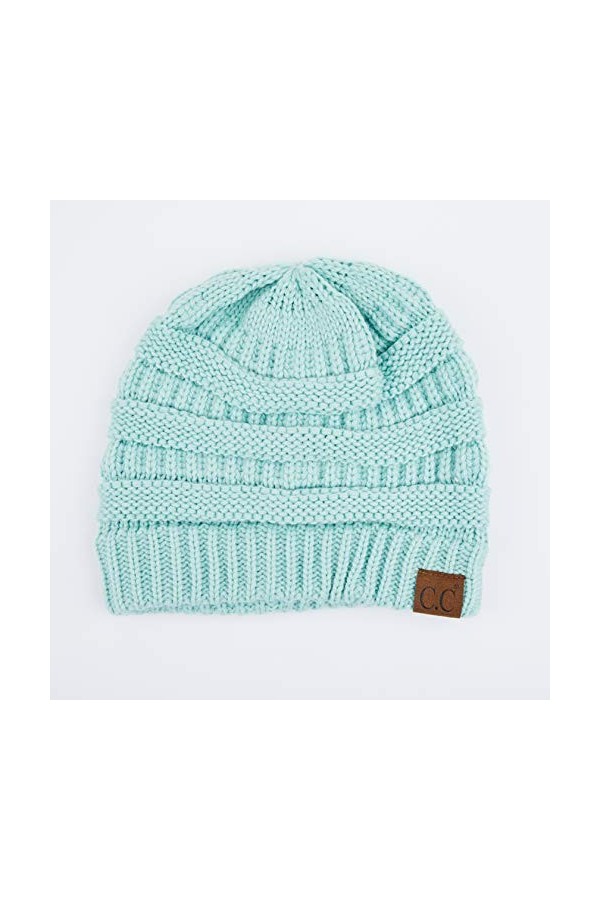 C.C Exclusives Bonnet en tricot torsadé – Bonnet épais, doux et chaud HAT-20A HAT-30 HAT-730 YJ-816 HAT-80 , menthe, T