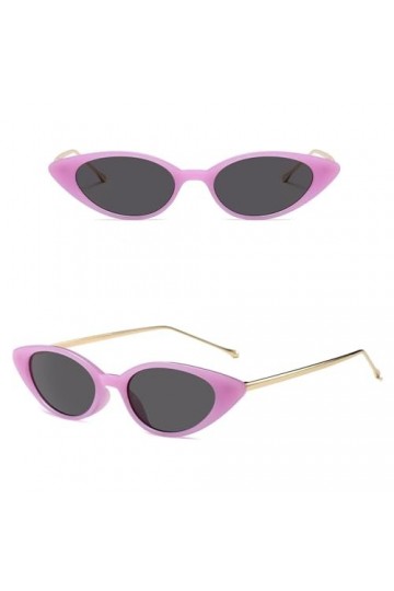 HCHES Lunettes de Soleil Oeil de Chat pour Femmes, Lunettes de Soleil à Monture Ovale en Métal pour Femmes et Hommes, C4Purpl