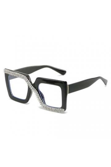 MUTYNE Lunettes de soleil carrées surdimensionnées en diamant pour femmes, lunettes dordinateur à la mode, lentille claire, 