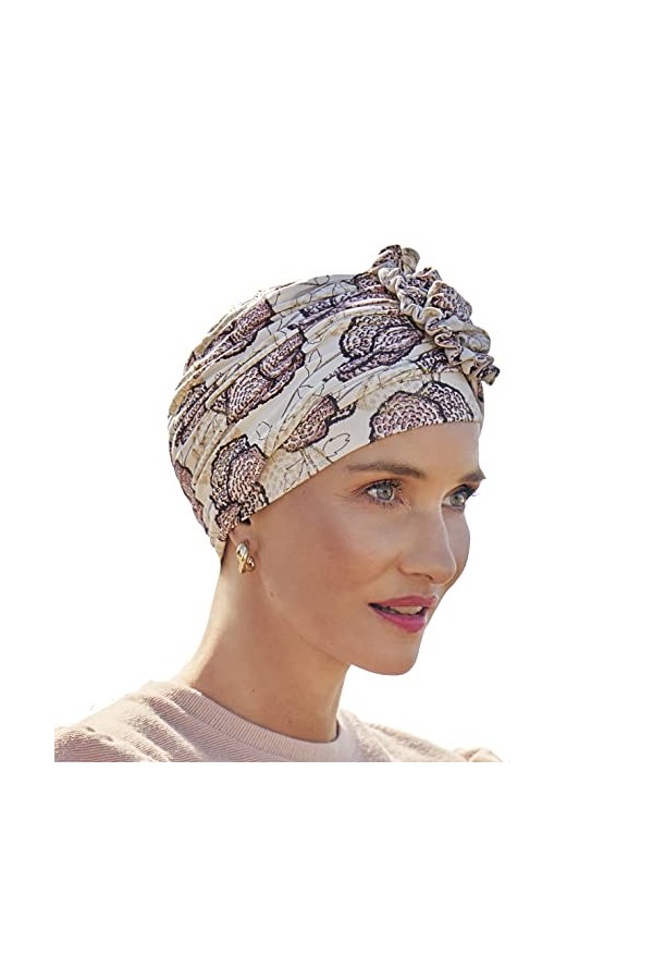 Christine Headwear Lotus Turban-Imprimé Bandeau, Blooming Pinks, Taille Unique Femme
