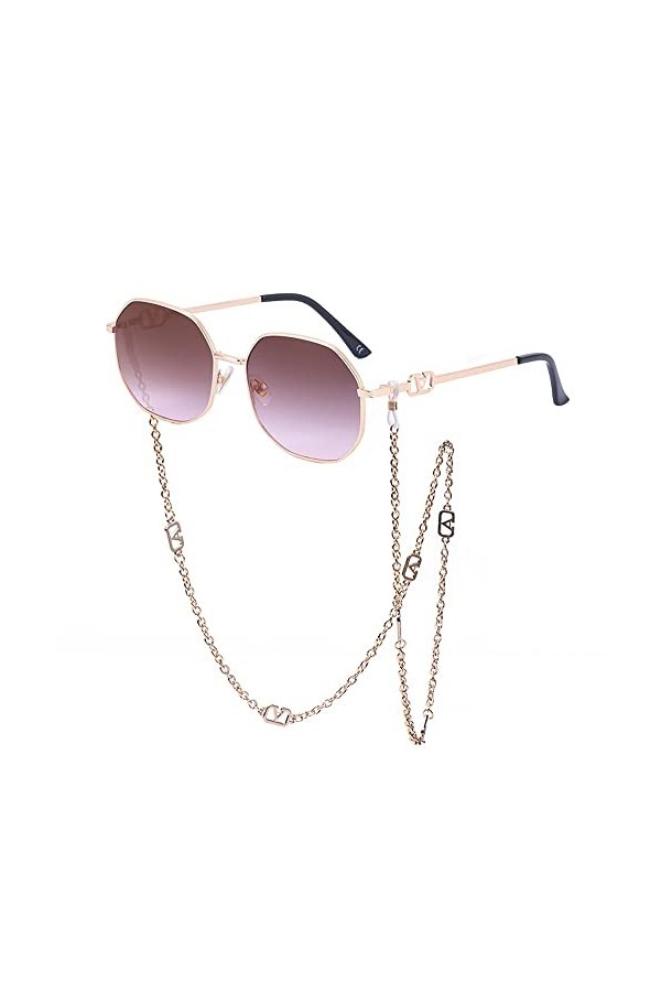 Chic Chaîne Lentille Alliage Femmes Lunettes De Soleil 2023 Nouvelle Marque De Luxe Vintage Rétro Noir Sexy Lunettes De Solei