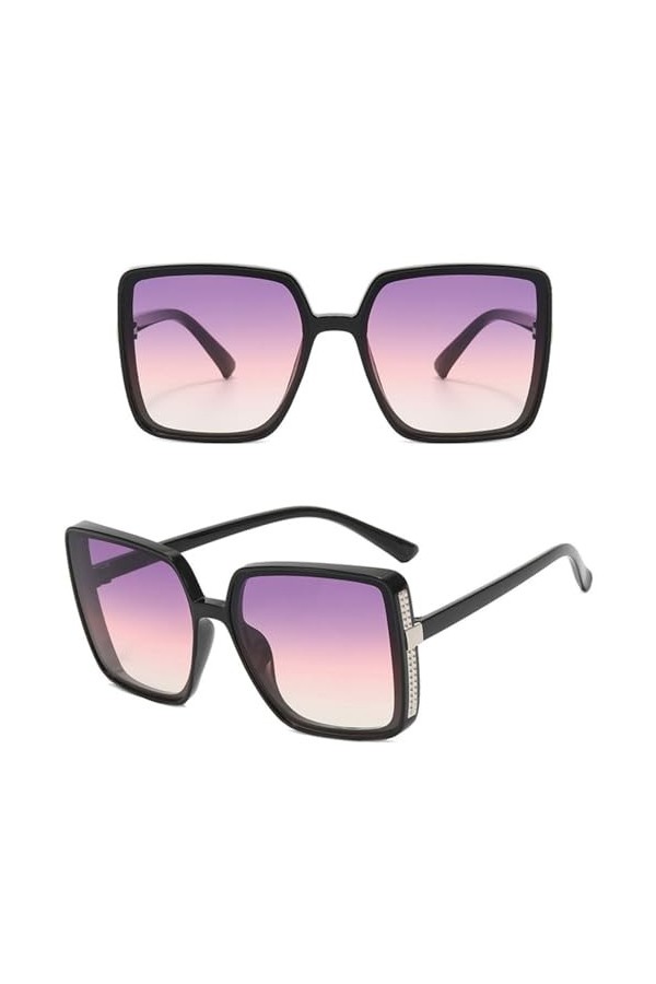 HCHES Grand cadre carré femmes lunettes de soleil lunettes femme surdimensionné pare-soleil lunettes en plastique dames, viol