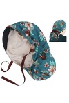 ABAMERICA Bonnet de travail doublé en satin avec bouton et bandeau absorbant, chapeau de travail réglable pour homme et femme