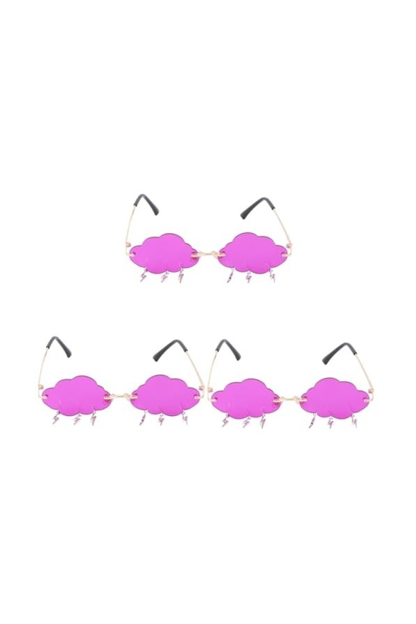 Abaodam 3 Paires Lunettes De Soleil Nuage Verres Rectangulaires Lunettes Rétro Lunettes Streetwear Lunettes De Pluie Femme Lu