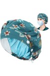ABAMERICA Bonnet de travail doublé en satin avec bouton et bandeau absorbant, chapeau de travail réglable pour homme et femme