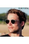 CREYESTAL Lunettes de Soleil Polarisées en Métal Rondes Rétro, Taille Medium, Verres Polycarbonate HD Premium 100% Anti-UV, p
