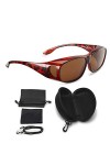 FALINGO Sur-lunettes solaires lunettes de soleil à porter sur des lunettes CLASSIC EDITION polarisées UV 400 Leopard, Marron