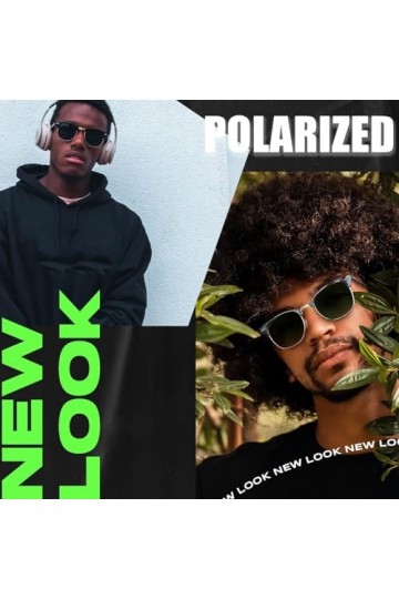 Joopin 2 Pack Classique Lunettes de Soleil Homme Polarisées Demi-cerclée UV400 Vintage et Lunettes de Soleil Femme Pas Cher N