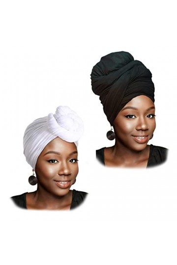 Turban en jersey extensible pour femme, noir/blanc, Taille unique