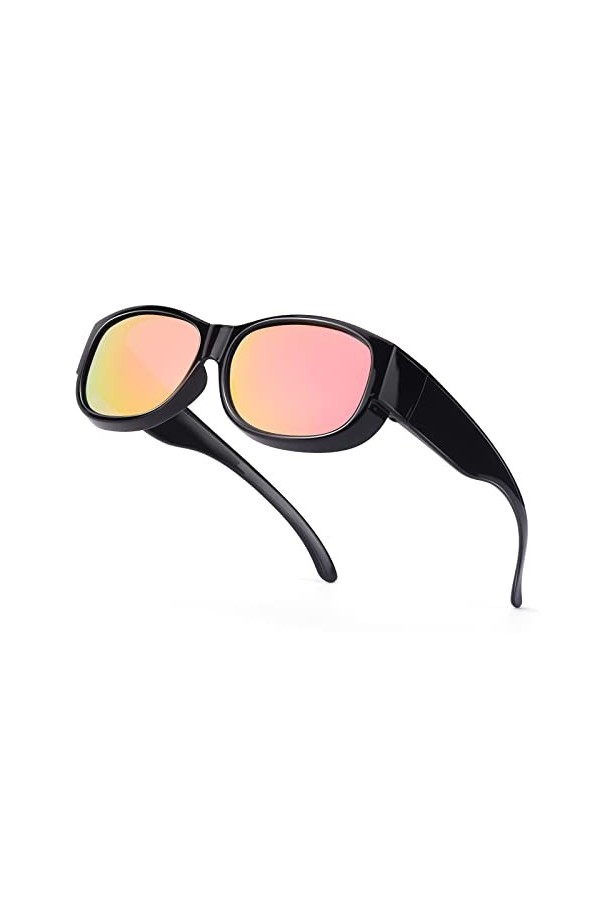 SIPHEW Surlunettes de Soleil Clip Polarisées Femme Homme, Sur Lunettes de Soleil Enveloppantes pour Porteurs de Lunettes Prot
