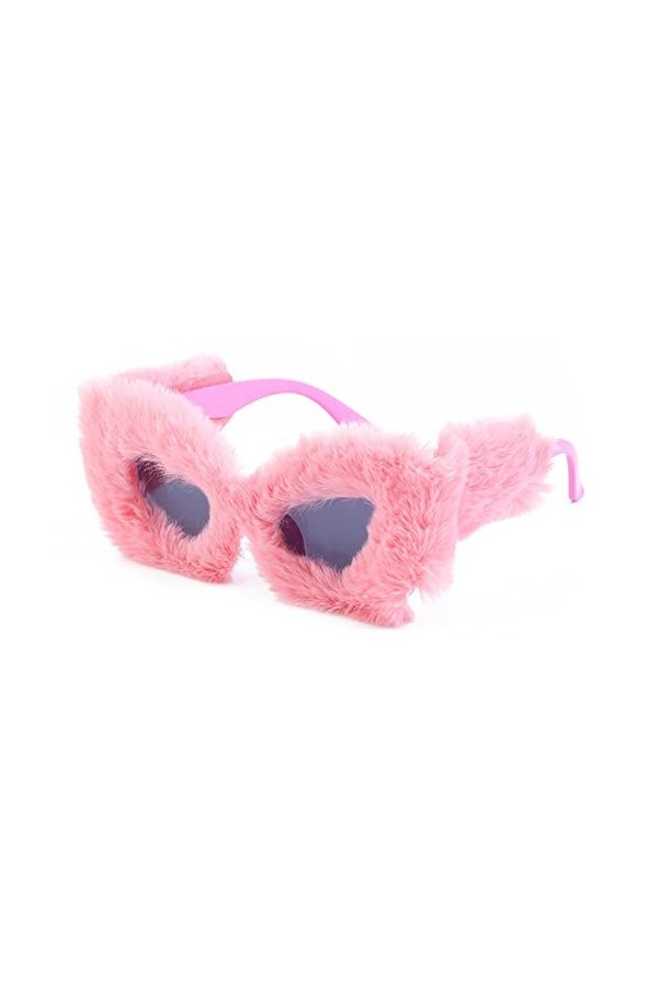 Dollger Lunettes de soleil surdimensionnées œil de chat pour femme - En velours doux - Avec protection UV400 - Fait à la main