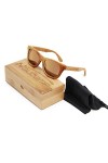 Naudamp Lunettes de Soleil polarisées en Bambou Hommes Femmes Lunettes en Bois pour Sports Nautiques et activités de Plein ai