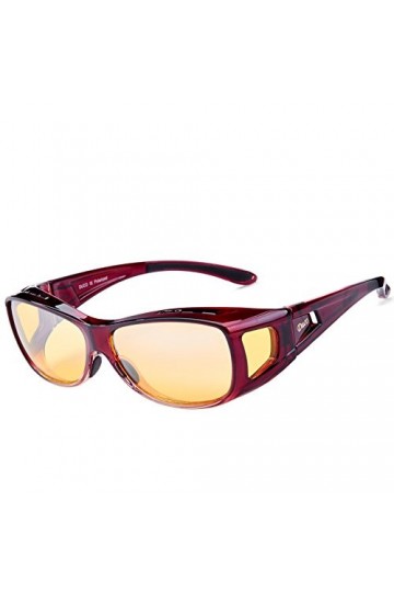 Duco SURLUNETTES POUR CONDUITE DE NUIT pour hommes et femmes, à porter par-dessus des lunettes de vues, verres jaunes, revête