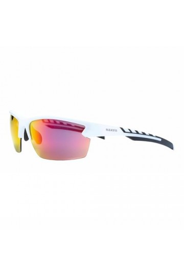NAKED Optics Sports Sunglasses Halfframe White/Lens Red 