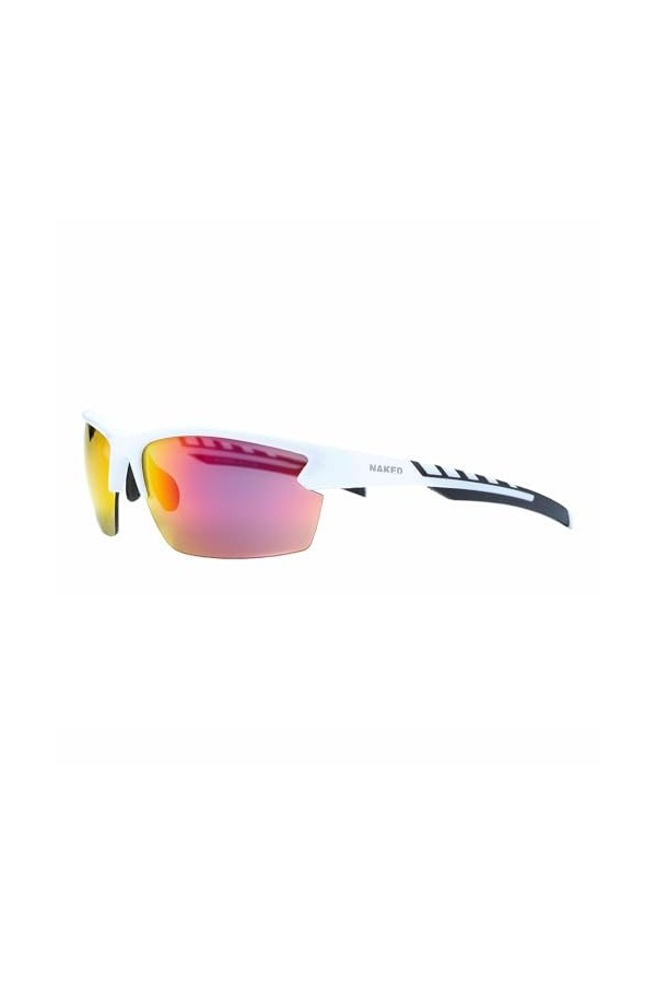 NAKED Optics Sports Sunglasses Halfframe White/Lens Red 