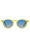 H HELMUT JUST Lunettes de Soleil Ronde Verres Bleu Monture Jaune pour Femme Homme Polarisées Vintage TR90 e Acetate