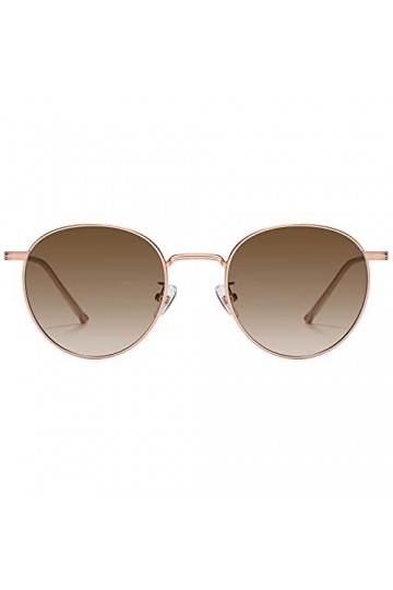 H HELMUT JUST Lunettes de Soleil Rondes Vintage Femme Verres en Nylon Vision Claire Anti-reflet et UVA UVB