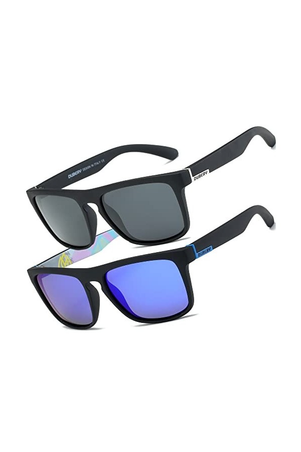 HGDGears Lunettes polarisées pour homme et femme - Conduite, cyclisme, pêche, rétro - Protection UV（Rouge+Bleu）