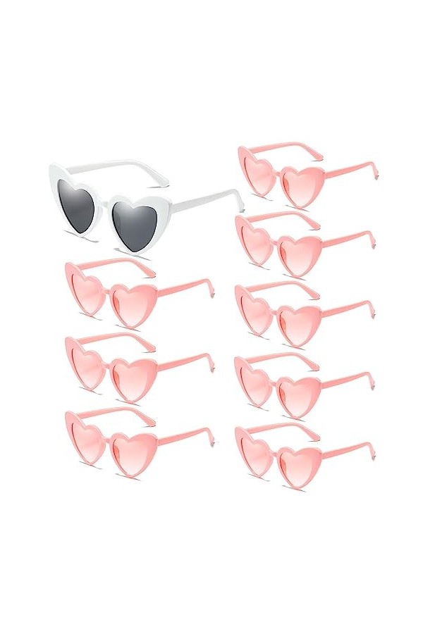 owlfun Lot de 9 paires de lunettes de soleil en forme de cœur - Accessoires de fête - Harry Styles - Pour les courses et les 